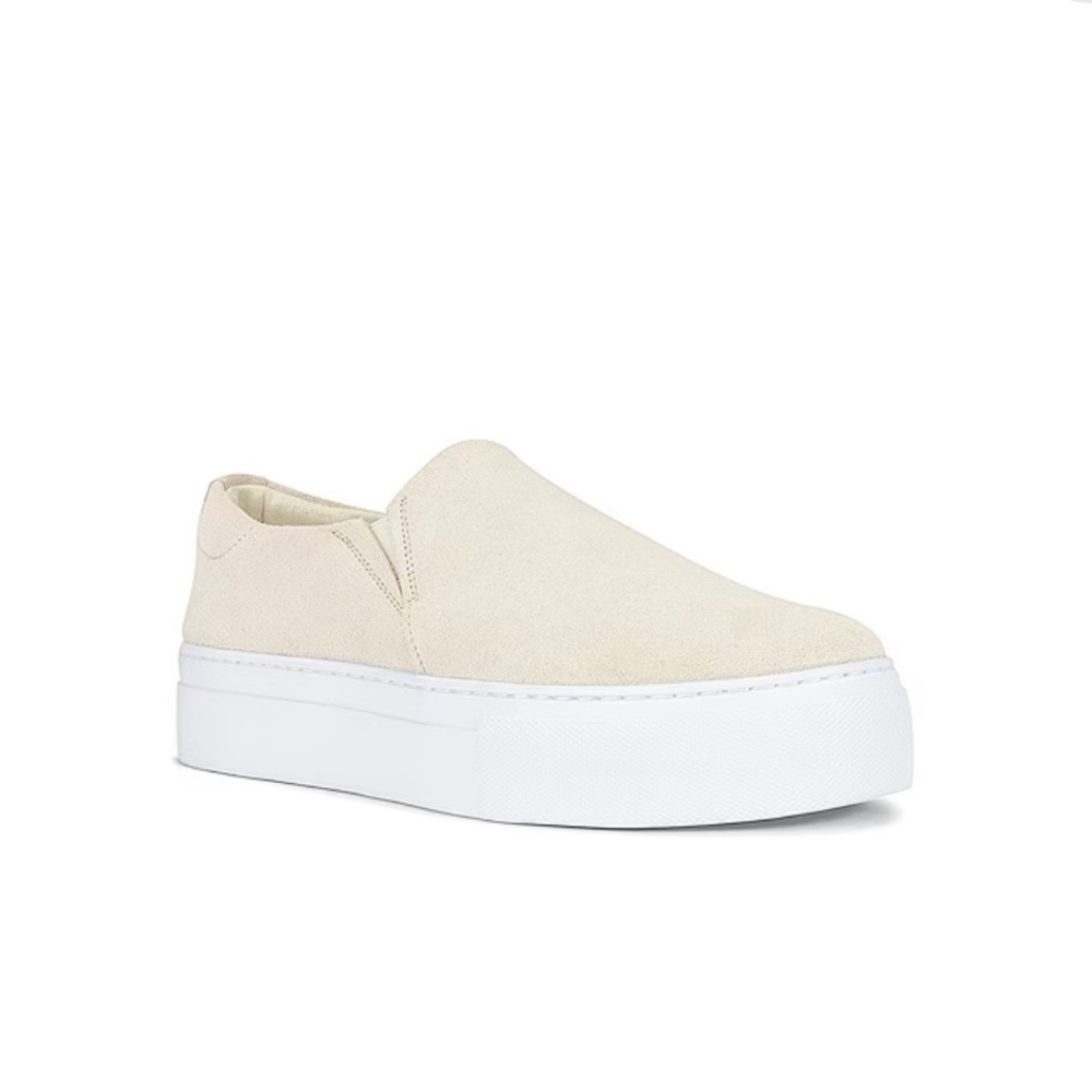 New Republic, Venice slip on platform, suede sneaker, in bone